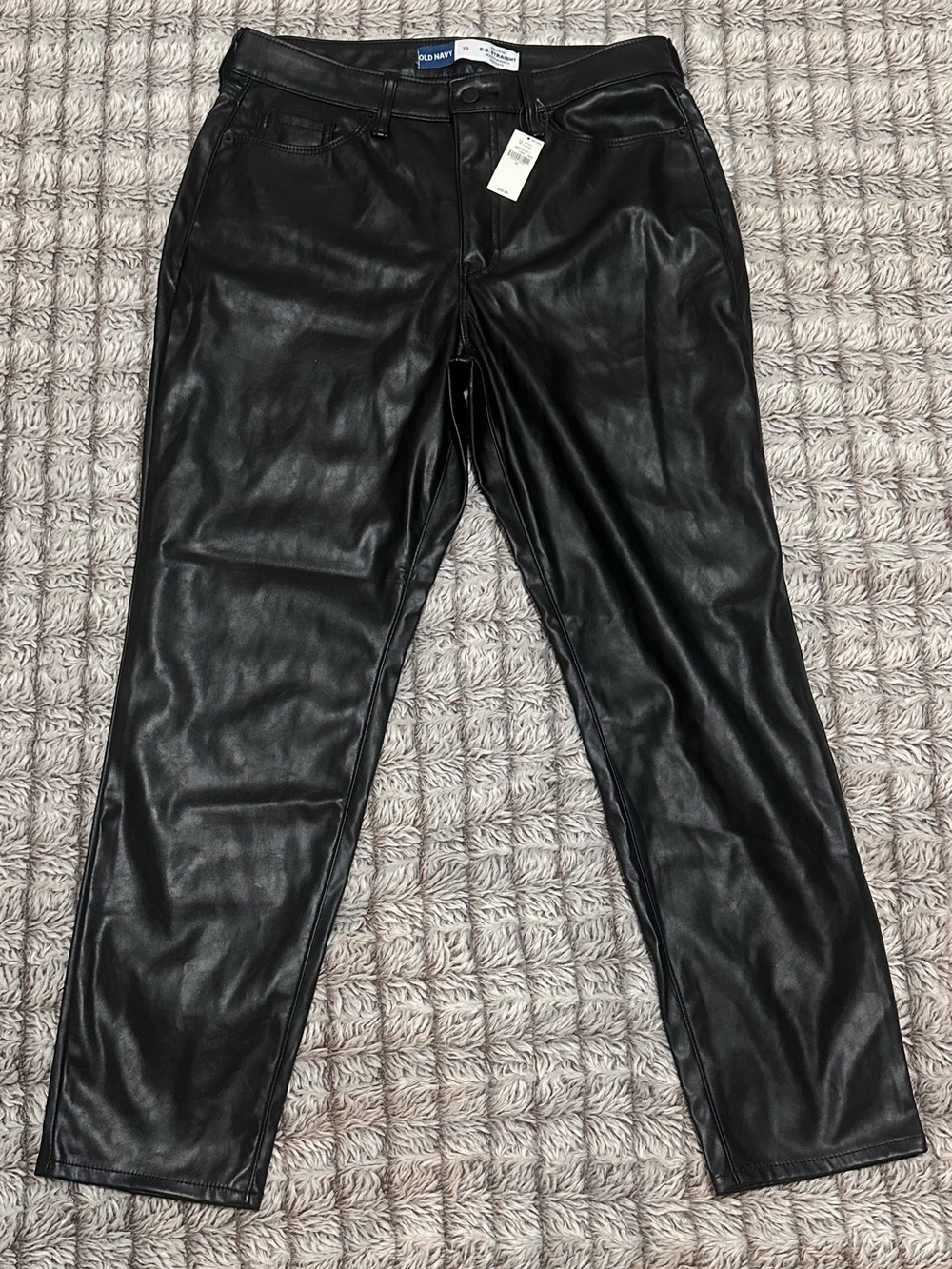NWT Old Navy High-Rise O.G. Straight Faux Leather Pants Black Size 10 Secret-Smo